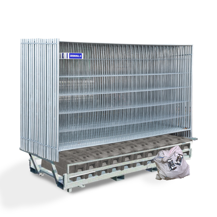 1 - Bauzäune Profi Zaunset - Inklusive Betonfüße & Zwillingpalette